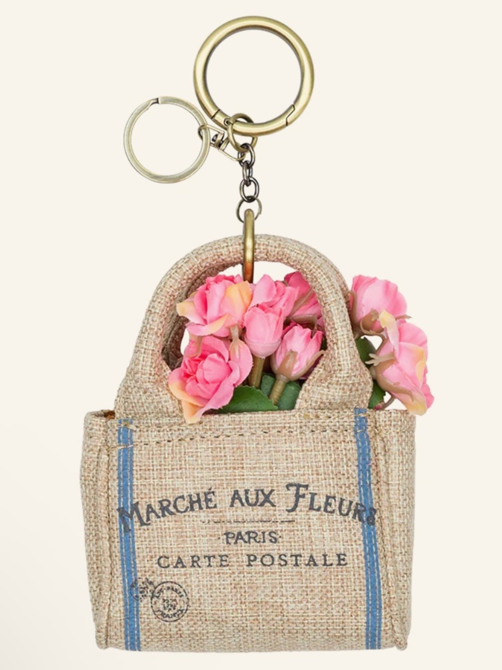 Patricia Nash Parisian market tote bag charm keychain key fob NWT